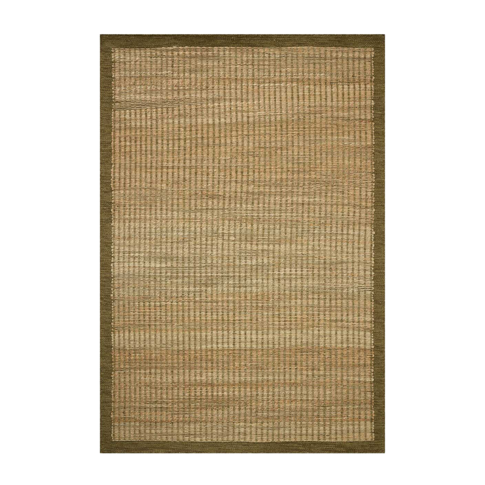 a jute rug with a brown border