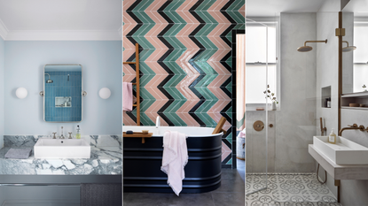 bathroom with statement tiles