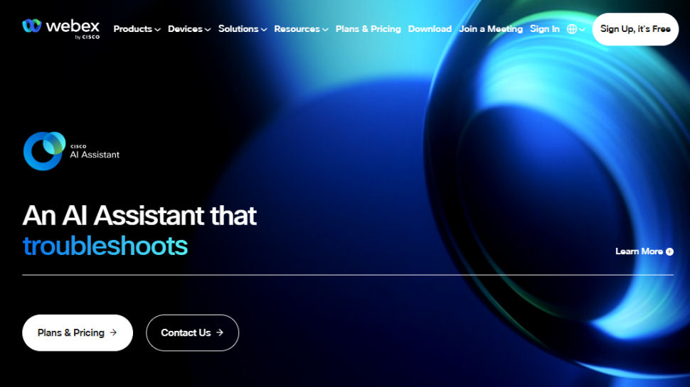 WebEx website screenshot (May 2025)