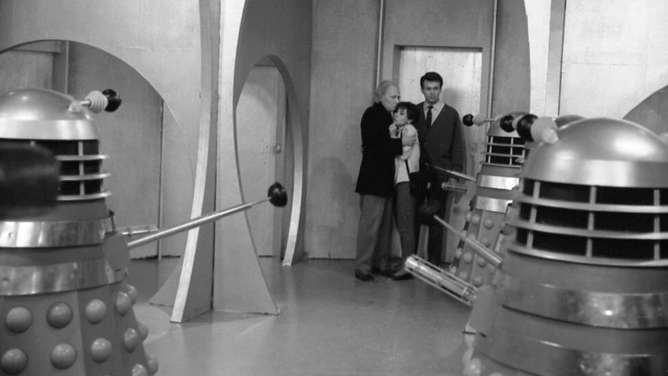 The Daleks menace the TARDIS crew