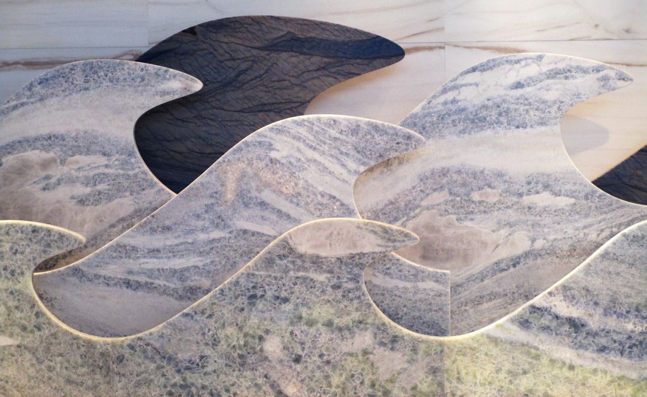 Antolini showed their new stone colours through wavy landscapes