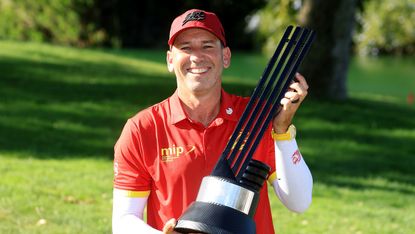 Sergio Garcia with the trophy after winning LIV Golf Andalucia