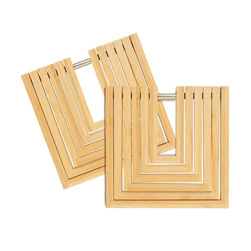 Tarunmo Bamboo Heat Proof Mat Kitchen for Kitchen,wooden Trivet With Non-Slip,trivets for Hot Pans Extendable to 38cm,heat Mats Different Combinations