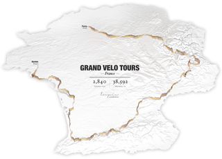 Grand Velo Tours route map of France