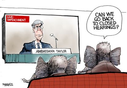 Political Cartoon U.S. Public Impeachment Hearings GOP Taylor Testimony