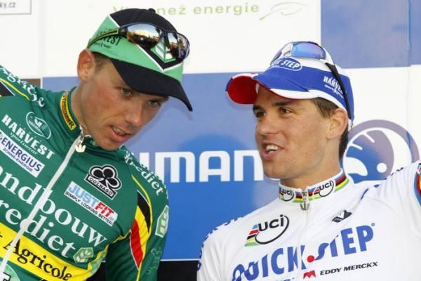 Sven Nys (Landbouwkrediet) and Zdenek Stybar (Quickstep) on the podium.