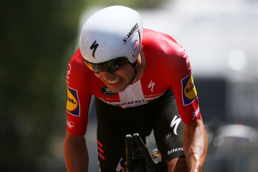 Kasper Asgreen climbs to the finish of stage 13