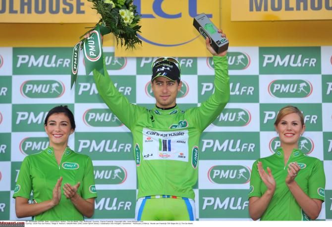 Peter Sagan (Cannondale) continued his daily trip to the podium for the green jersey