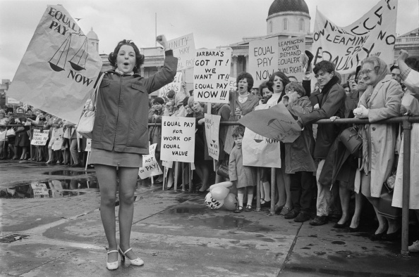 Women demonstrate for equal pay in London in 1969.