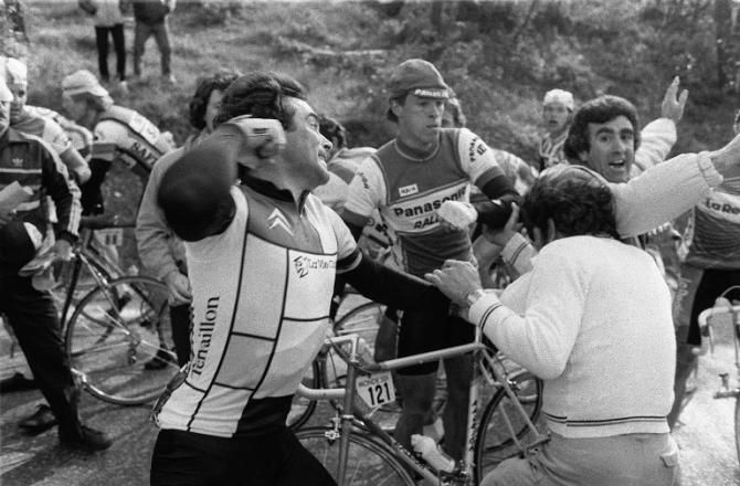 Bernard Hinault hands out his version of justice on stage 5 of the 1984 race