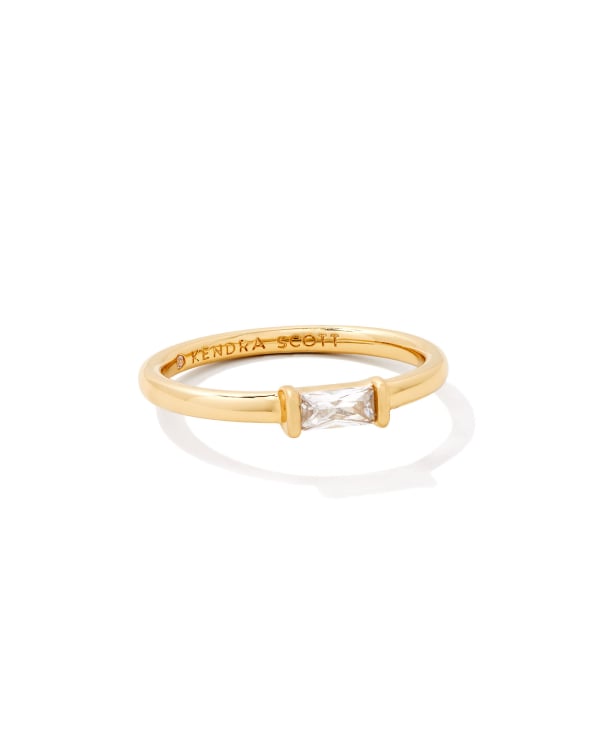 Juliette Gold Band Ring in White Cz