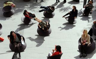 'Spun', Heatherwick's completely symmetrical, rotational chair design, in use.