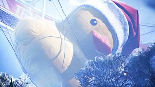 A giant rubber duck is tipped over in The Finals' winter update