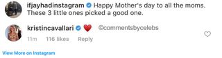 Kristin Cavallari liking her own Mother's Day post