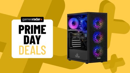 Yeyian Yumi gaming PC on a yellow background with Prime Day badge
