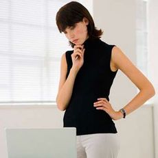 woman in front of a computer