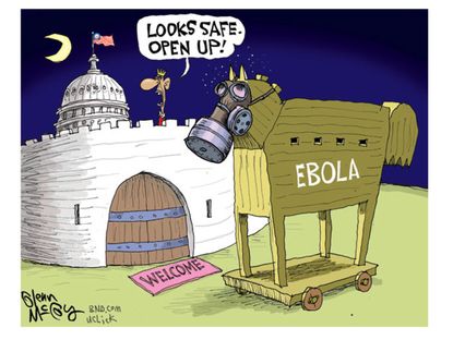 Obama cartoon Ebola U.S. trojan horse