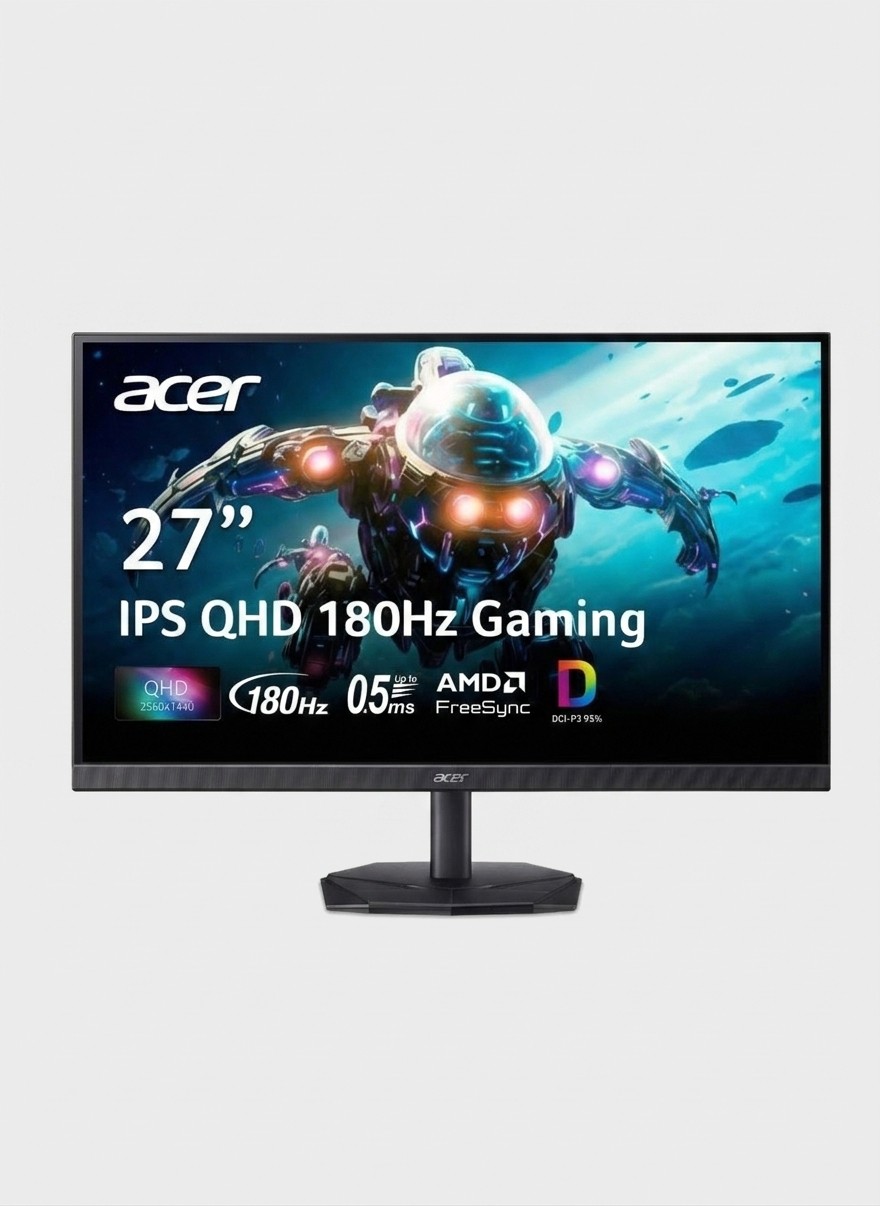 An Acer Nitro KG271U N3bmiipx 27-inch 1440p gaming monitor on a grey background