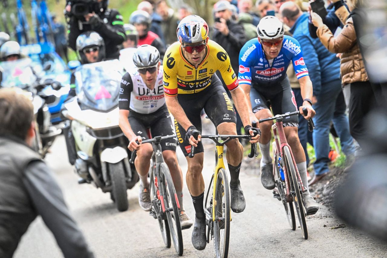 Wout van Aert, tadej Pogacar and Mathieu van der Poel at E3 Saxo Classic 2023