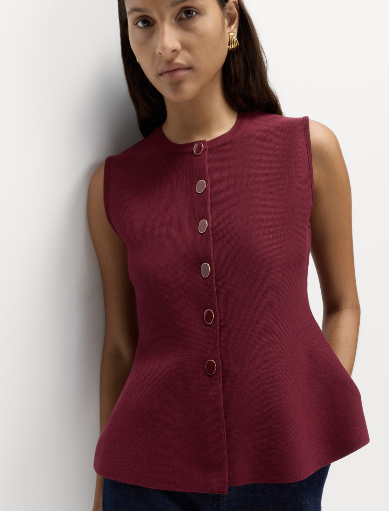 Crew Neck Button Through Waistcoat