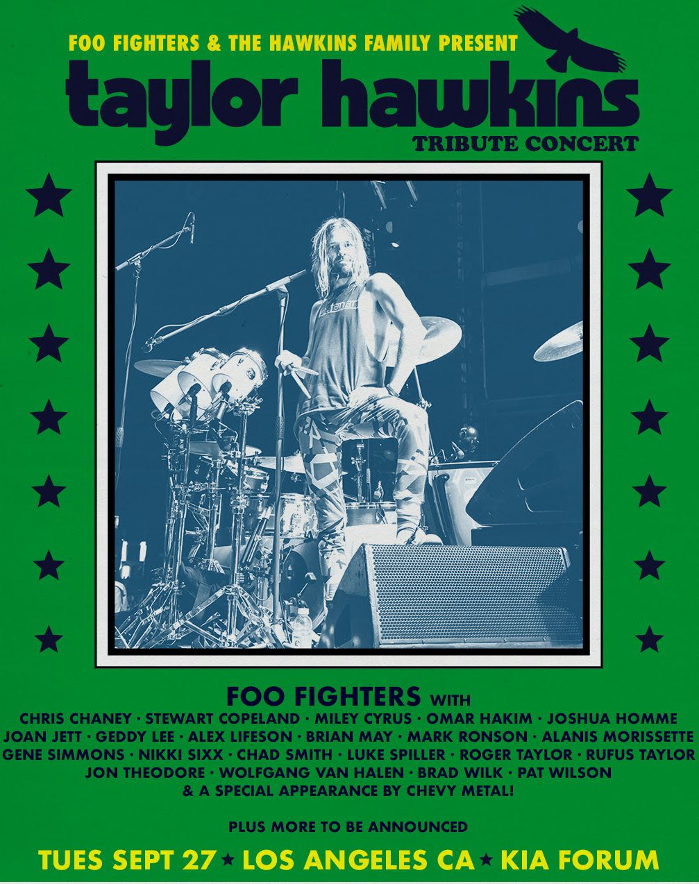 The poster for the Foo Fighters' LA tribute concert to Taylor Hawkins