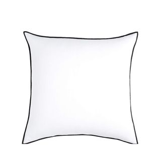 White Merrow Stitch Organic Cotton Throw Pillow with black trim