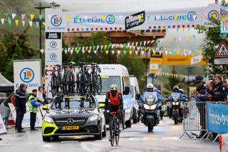 Nic Dlamini fights to the finish at Tignes on stage 9 of the 2021 Tour de France