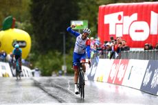 Thibaut Pinot celebrating at Tour of the Alps 2022