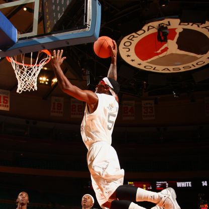 new york april 18 marcus jordan 5 of the white team dunks against the black team during the 2009 jordan brand all american classic at madison square garden on april 18, 2009 in new york city photo by ned dishmangetty images