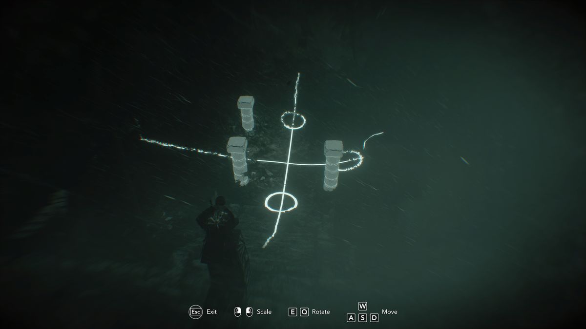 Black Flag Mayan stones: Edward crouched on top of the stele solving the puzzle in the ruins below.