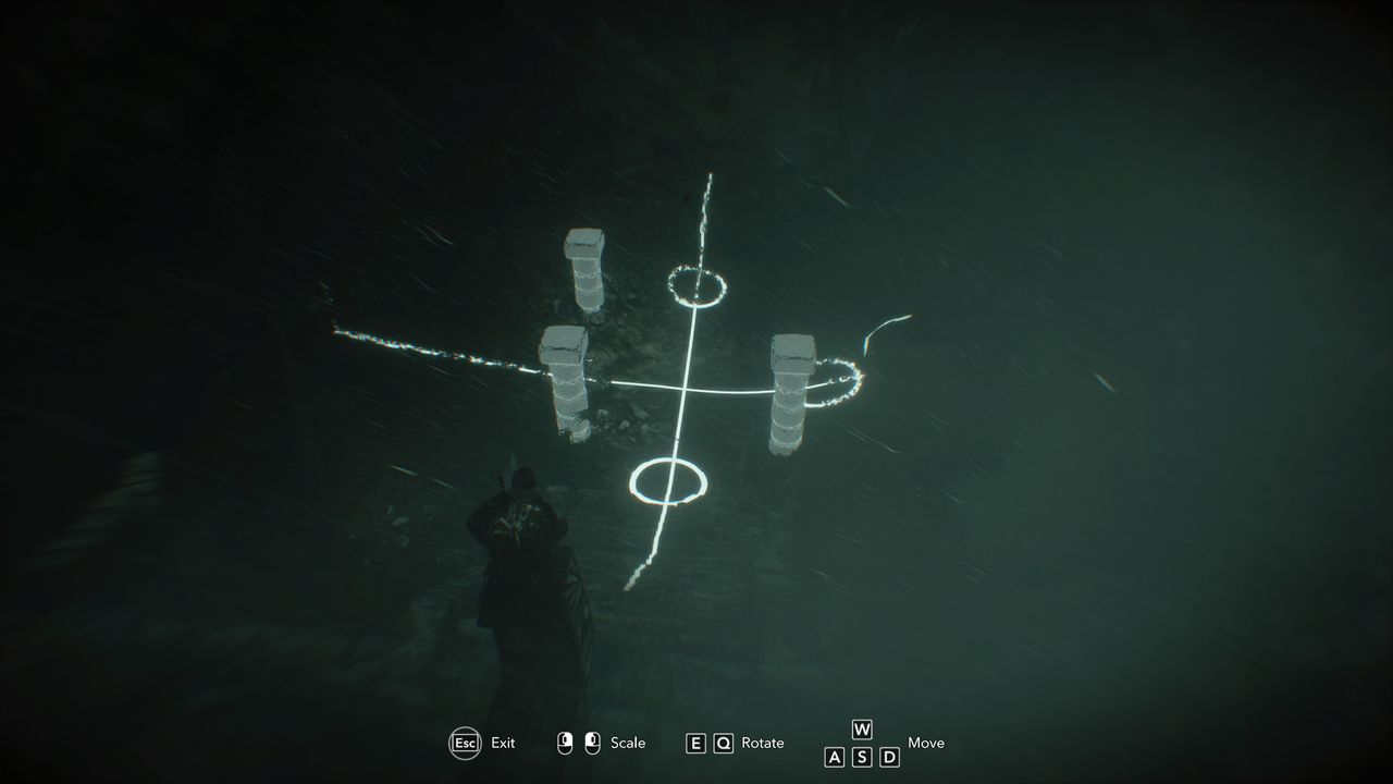 Black Flag Mayan stones: Edward crouched on top of the stele solving the puzzle in the ruins below.