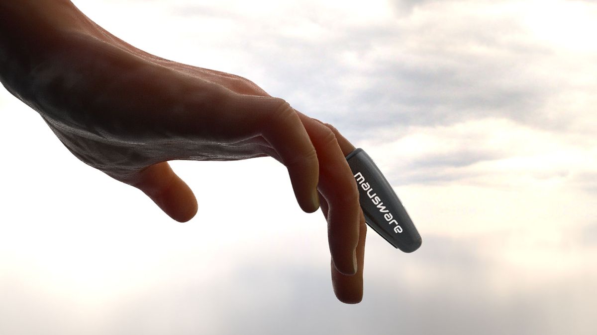 Wearable finger mouse designed to deliver precision with no flat surface required — 'Finger Maus' uses '80% less plastic' than a typical mouse