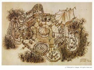 Concept art imagining an overhead view of the park.