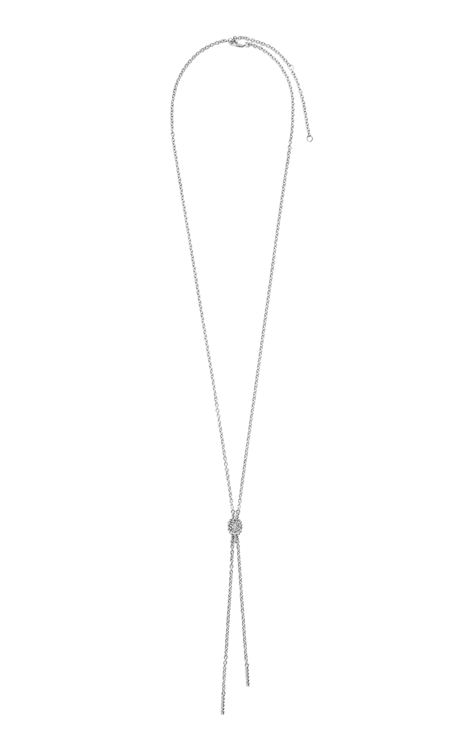 Rhodium-Plated Rope Lariat Necklace