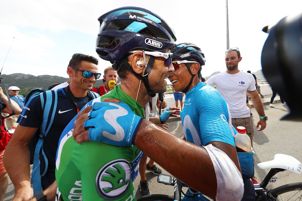 Alejandro Valverde celebrates his second stage win at the 2018 Vuelta a Espana