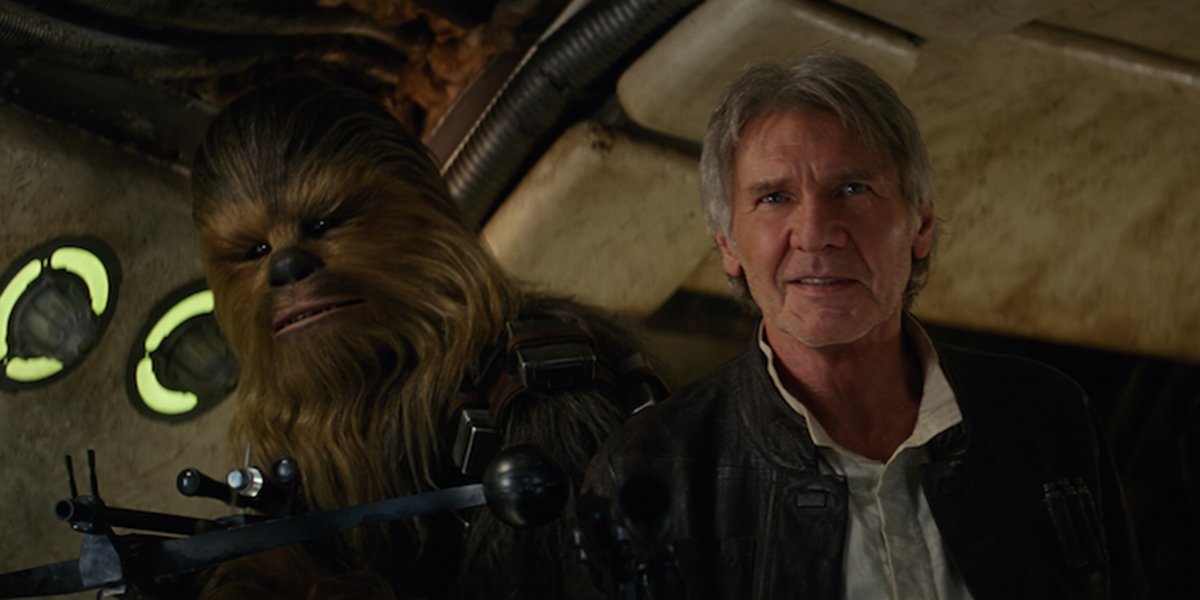 Chewbacca and Han Solo coming home to the Millennium Falcon