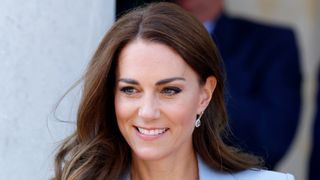 Catherine, Princess of Wales departs after visiting the Fitzwilliam Museum during an official visit to Cambridgeshire on June 23, 2022