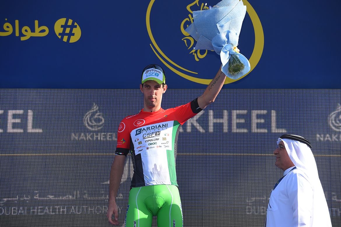 Nicola Boem wears the intermediate sprints jersey
