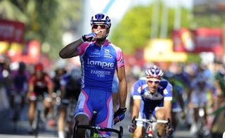 Alessandro Petacchi (Lampre) celebrates his first stage win of the Vuelta.