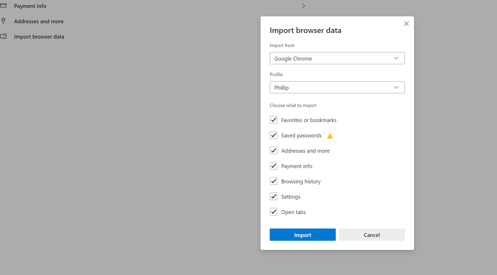How to import chrome bookmarks and extensions to the edge browser