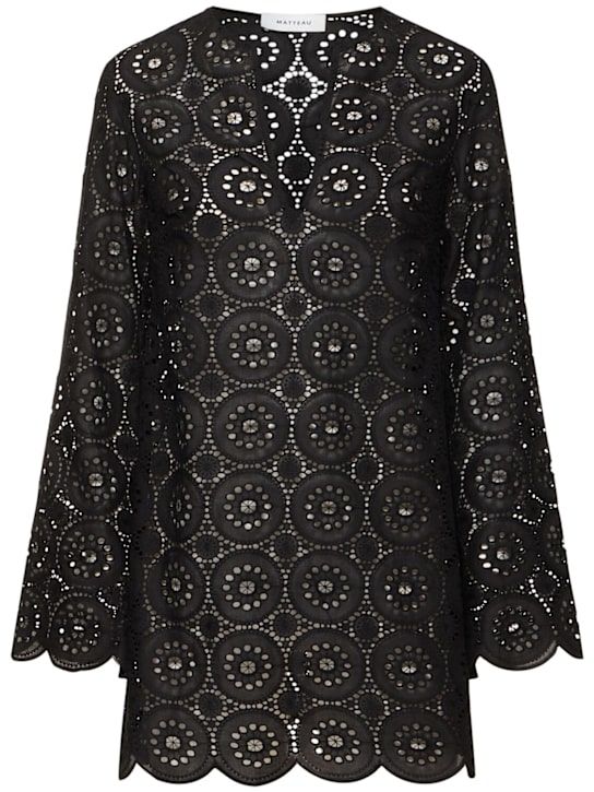 Broderie Anglaise Mini Tunic Dress - Matteau - Women - Black - 1