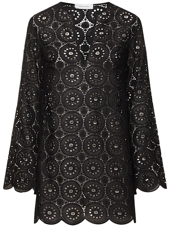 Broderie Anglaise Mini Tunic Dress - Matteau - Women - Black - 1