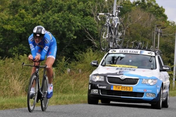 Gustav Larsson (Saxo Bank), the Swedish time trial champion, powered to victory in stage two.