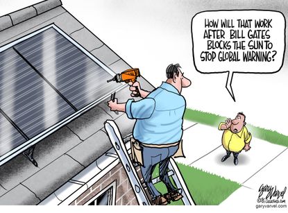 Editorial Cartoon U.S. bill gates solar panel climate change