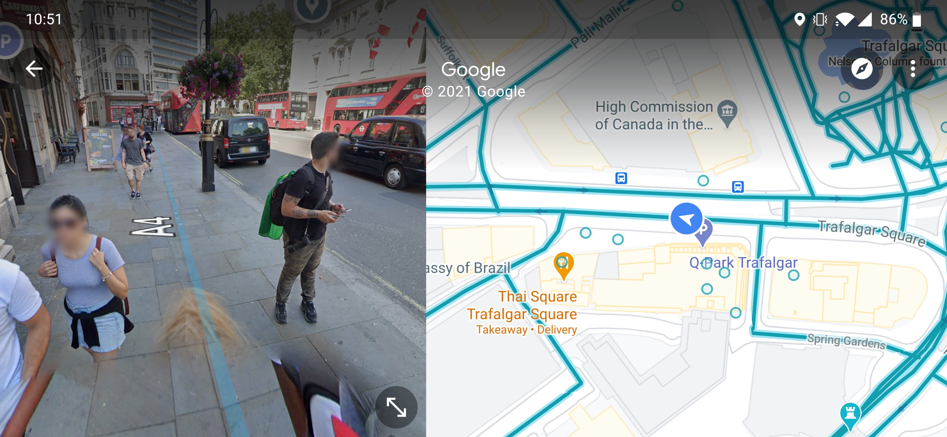 google maps street view split screen