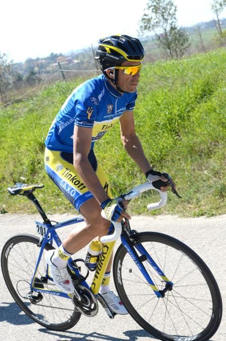 GC leader Alberto Contador (Tinkoff-Saxo) in action during stage 6 at Tirreno-Adriatico