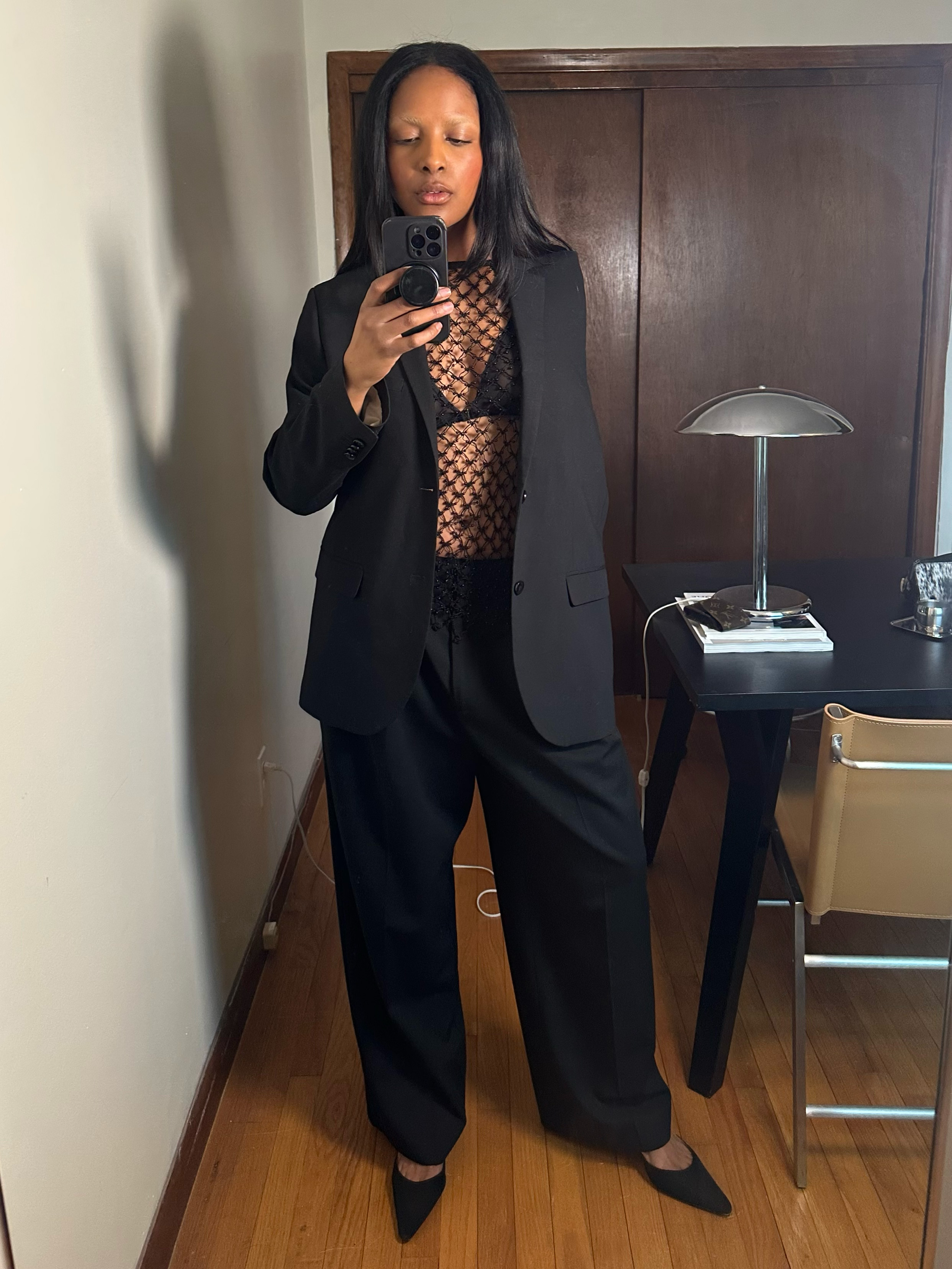 Maya Moore wearing black and white outfits