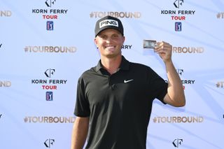 William Mouw holds his PGA Tour card