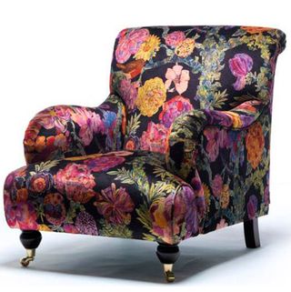 arm chair with luxe velvet and florals
