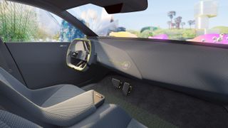 BMW i Vision Dee Concept car interior with steering wheel and driver seat